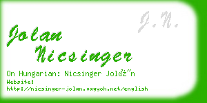 jolan nicsinger business card